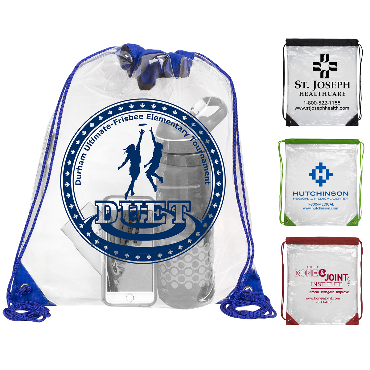 “Everest” Tall Clear Drawstring Cinch Pack Backpack